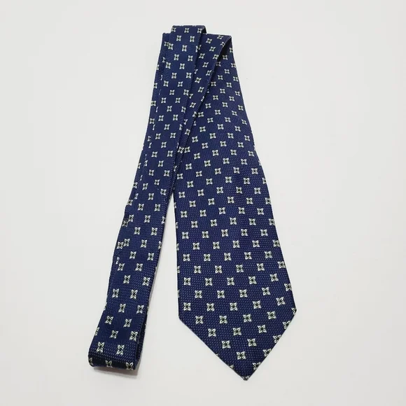 Cremieux Blue Geometric Men's Designer Silk Necktie Jacquard Fabric 57x3.75" - Picture 4 of 5